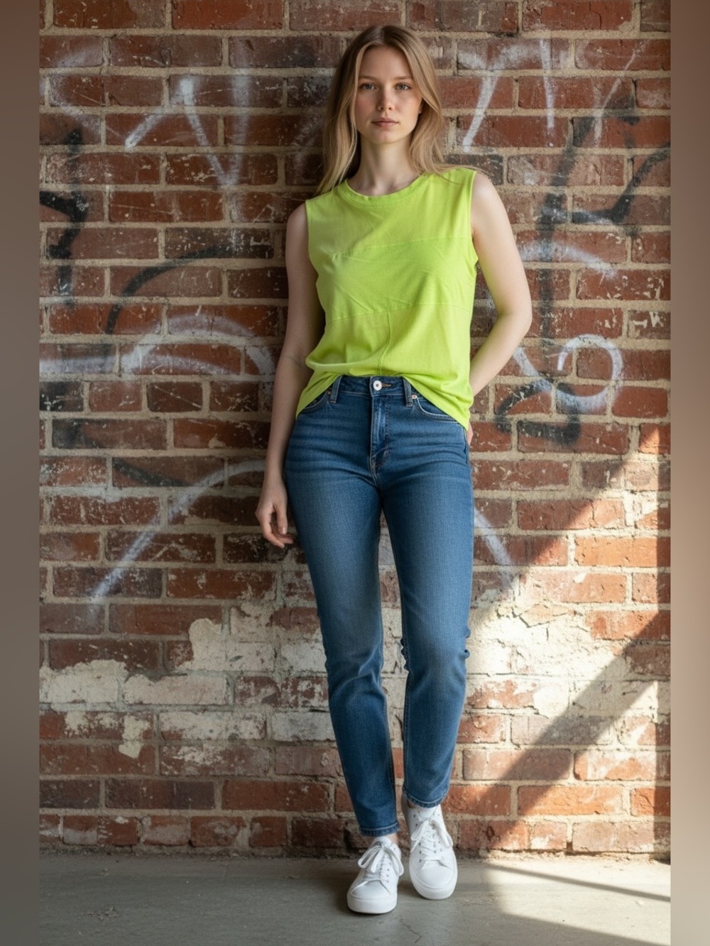 Zara Woman’s Sheer Nylon Crew Neck Tank Bando bust in Vibrant Yellow s/m